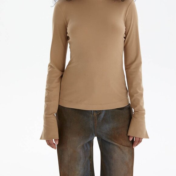 American Apparel Cotton Medium Beige/Nude Turtleneck - Picture 1 of 9